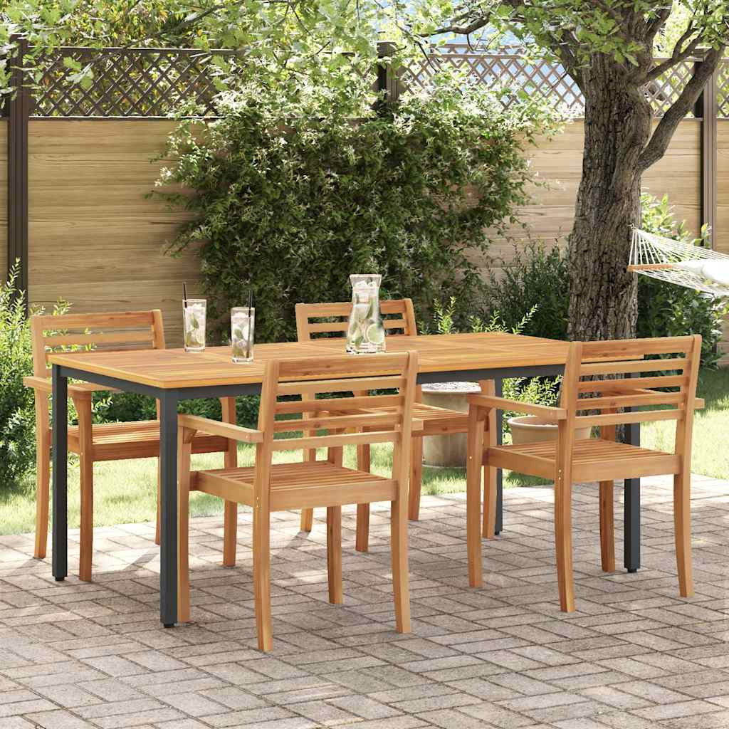 vidaXL Tisch für Outdoor Natürlich und Schwarz 180 x 90 x 75 cm