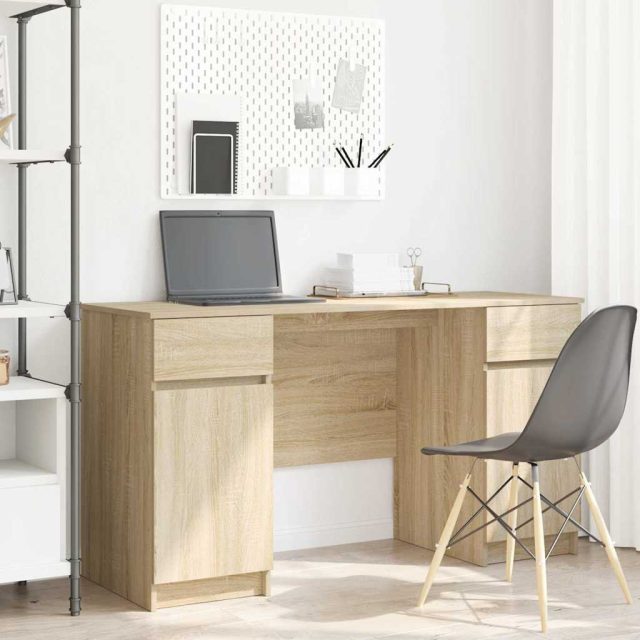 vidaXL Schreibtisch Sonoma-Eiche 140 x 49 x 76 cm Holzwerkstoff