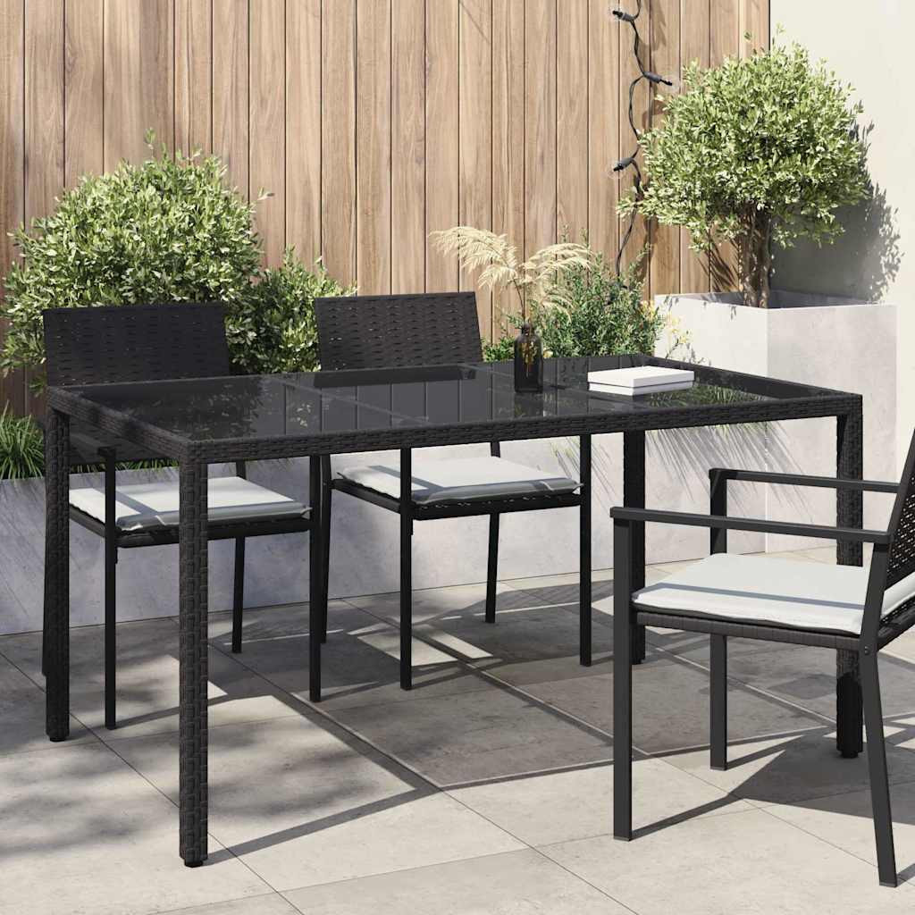 vidaXL Gartentisch Schwarz 150 x 90 x 75 cm Poly-Rattan