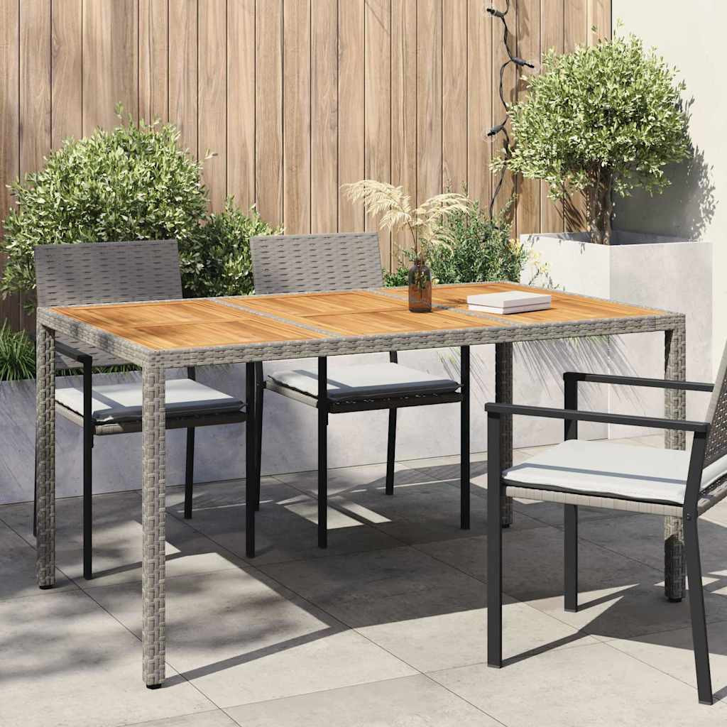 vidaXL Gartentisch Grau 150 x 90 x 75 cm Poly-Rattan
