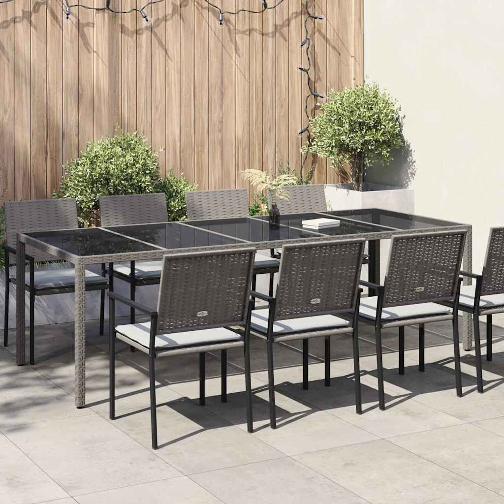 vidaXL Gartentisch Grau Poly-Rattan