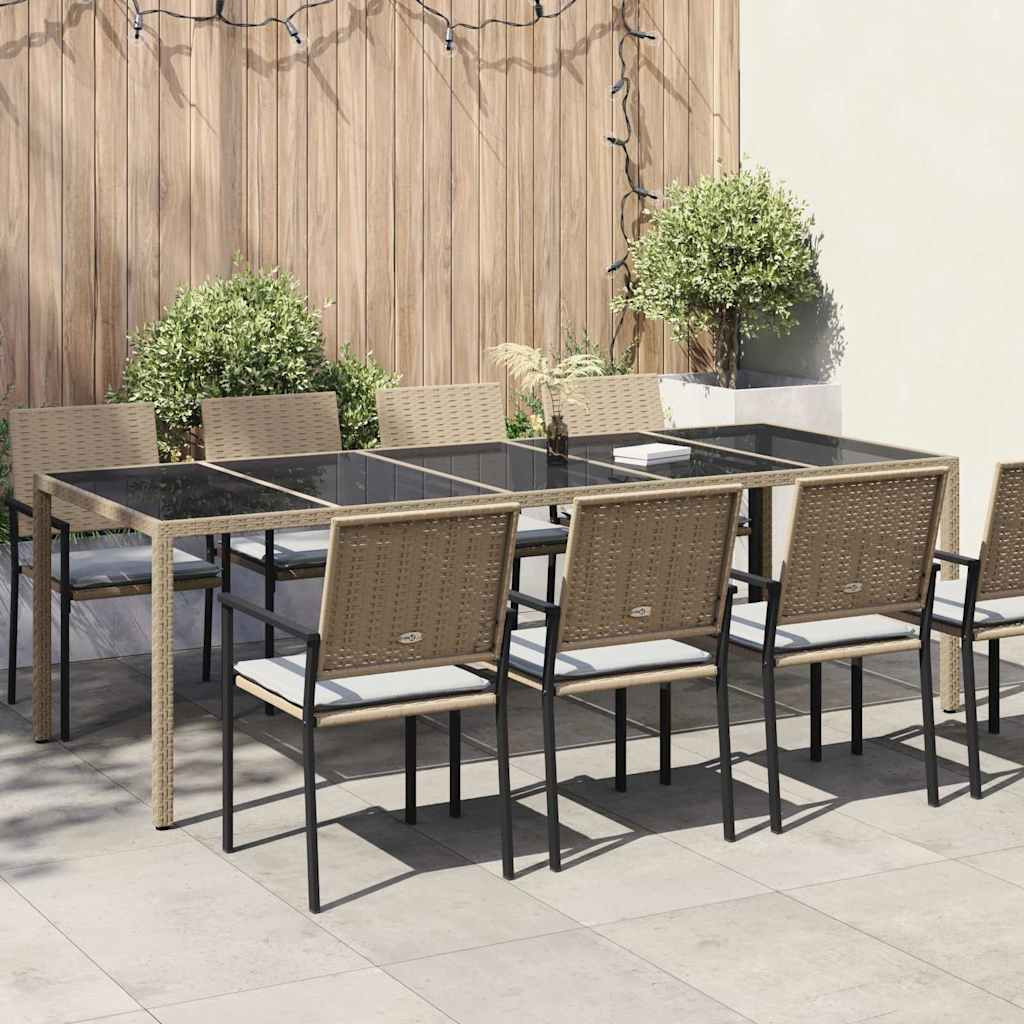vidaXL Gartentisch Beige Poly-Rattan