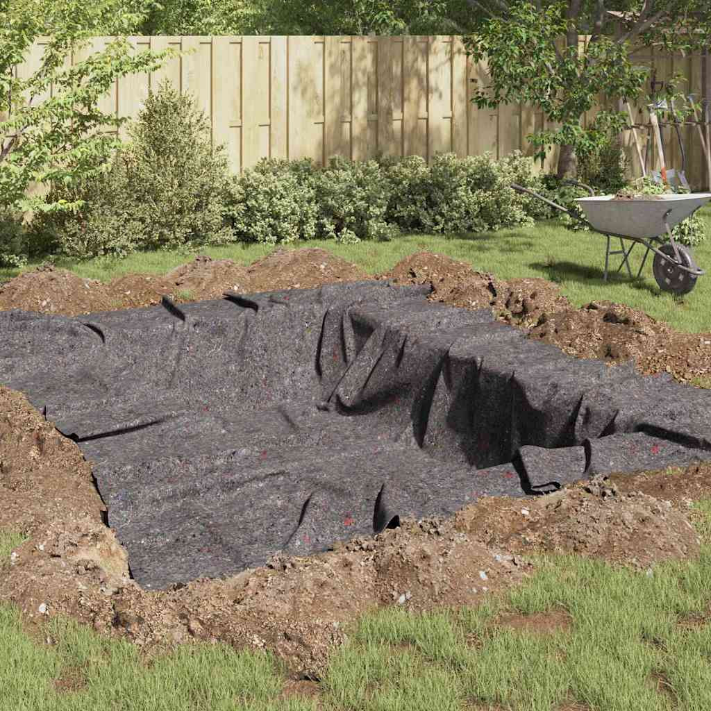 vidaXL Teichvlies Grau 1 x 10 m Polyester und Baumwolle