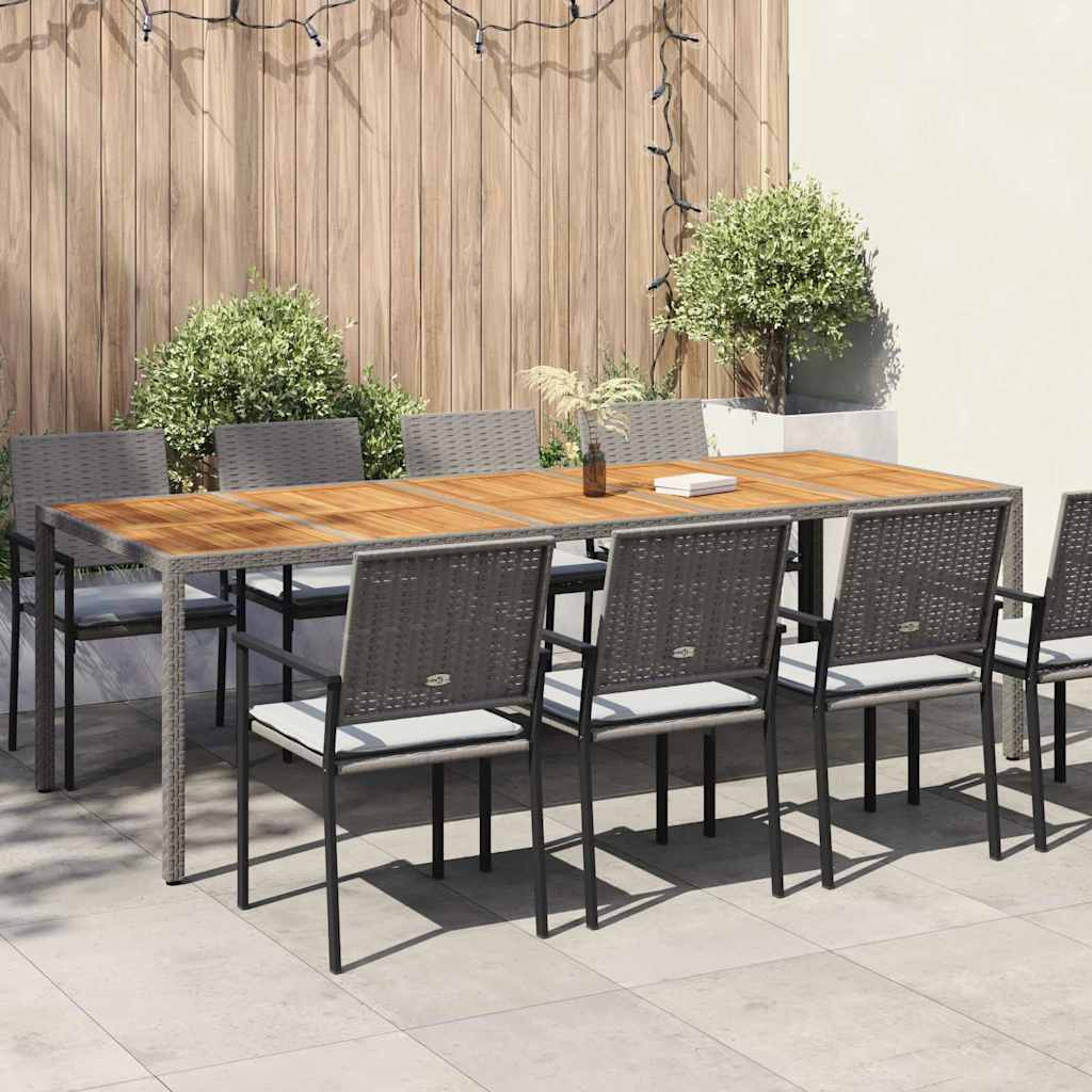 vidaXL Gartentisch Grau Poly-Rattan