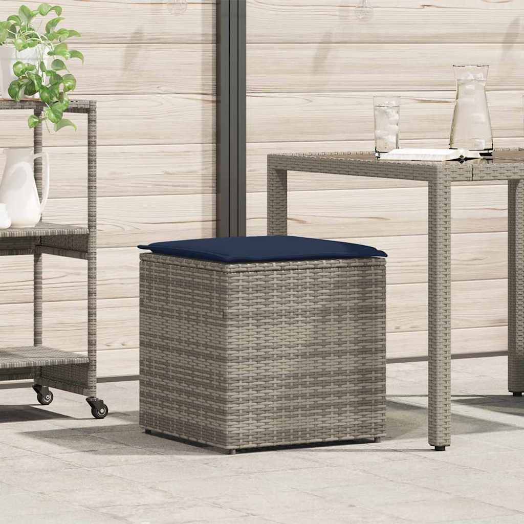 vidaXL Kissenbox mit Speicher Grau 50 x 50 x 50 cm Poly-Rattan