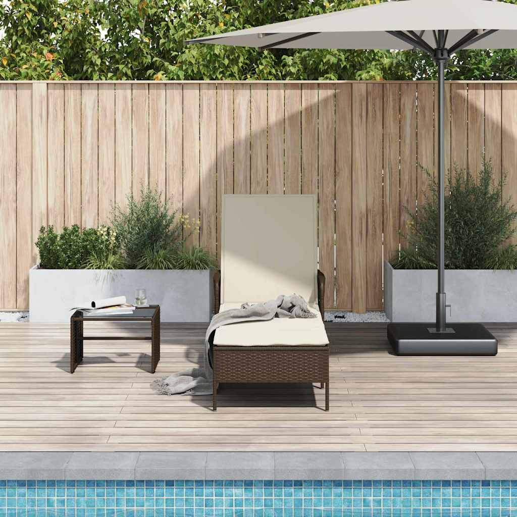 vidaXL Sonnenliege Braun und Creme Weiß 55 x 200 x 92 cm Poly-Rattan