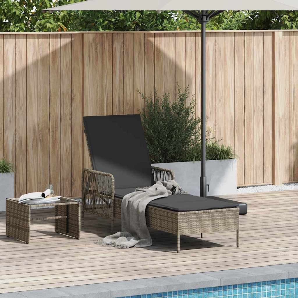 vidaXL Sonnenliege Grau und Dunkelgrau 200 x 55 x 92 cm Poly-Rattan