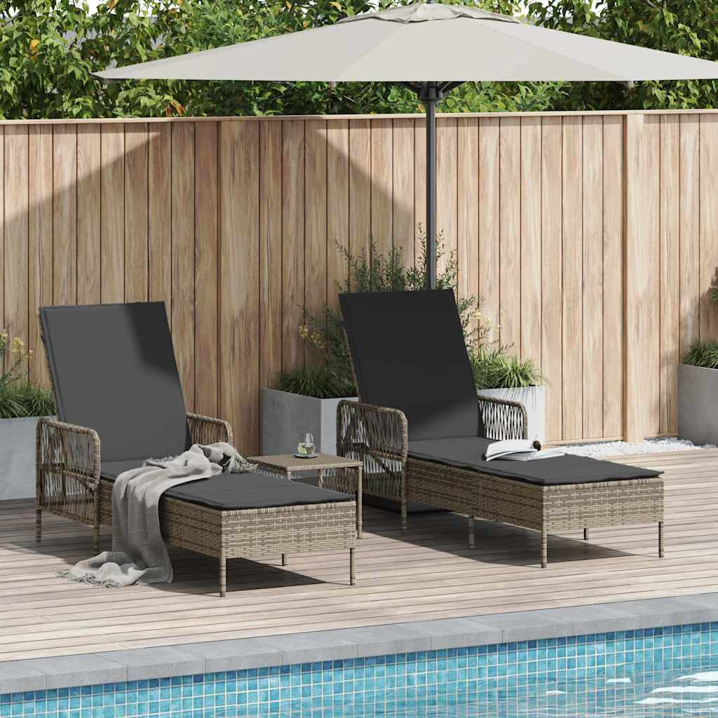 vidaXL Sonnenliege 3 pcs Grau und Dunkelgrau 55 x 200 x 92 cm