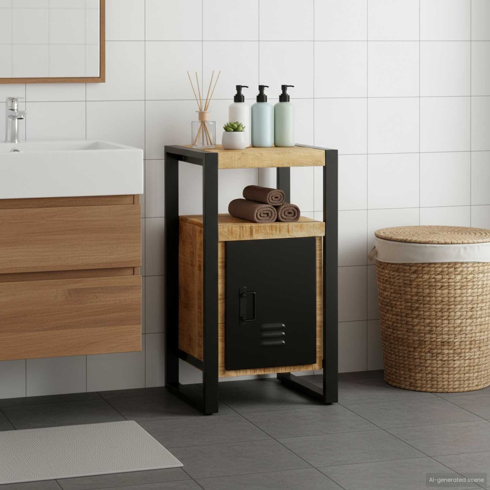 vidaXL Badezimmerschrank Braun 40 x 35 x 75 cm Massivholz Mango
