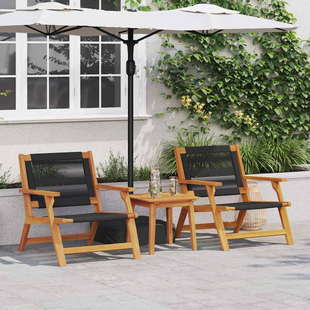 vidaXL Garten-Entspannungsstuhl 2 pcs Schwarz Massivholz Akazie