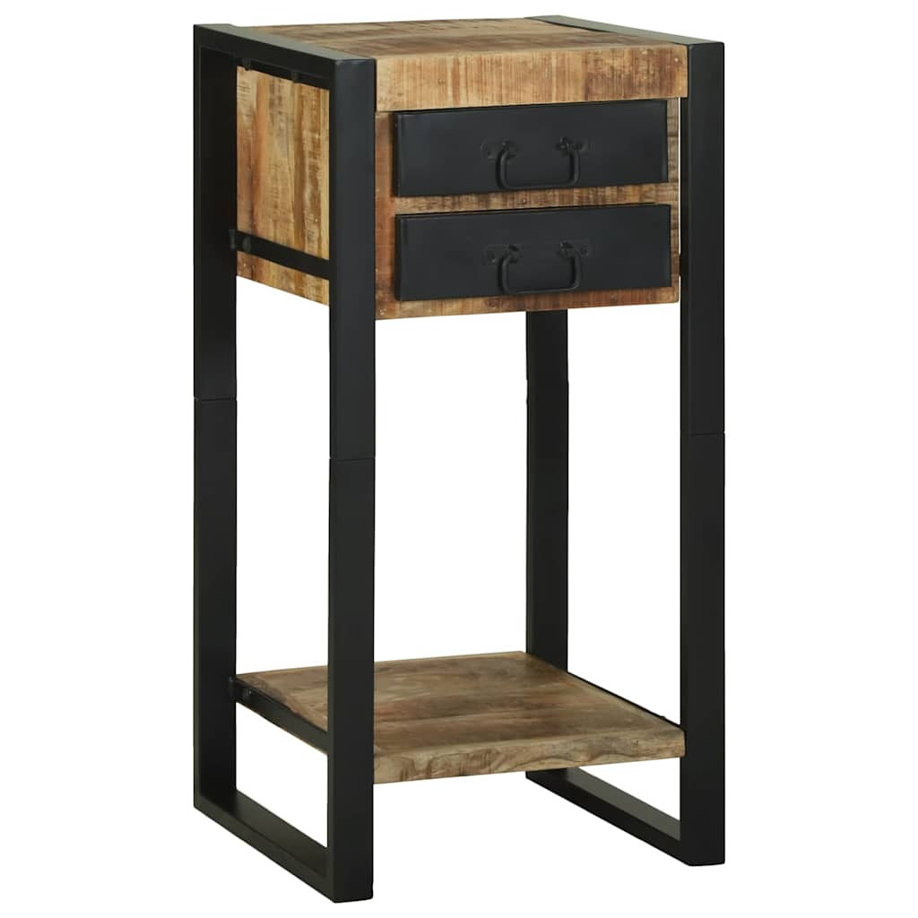 vidaXL Beistelltisch mit Regal Braun 40 x 40 x 80 cm Massivholz Mango