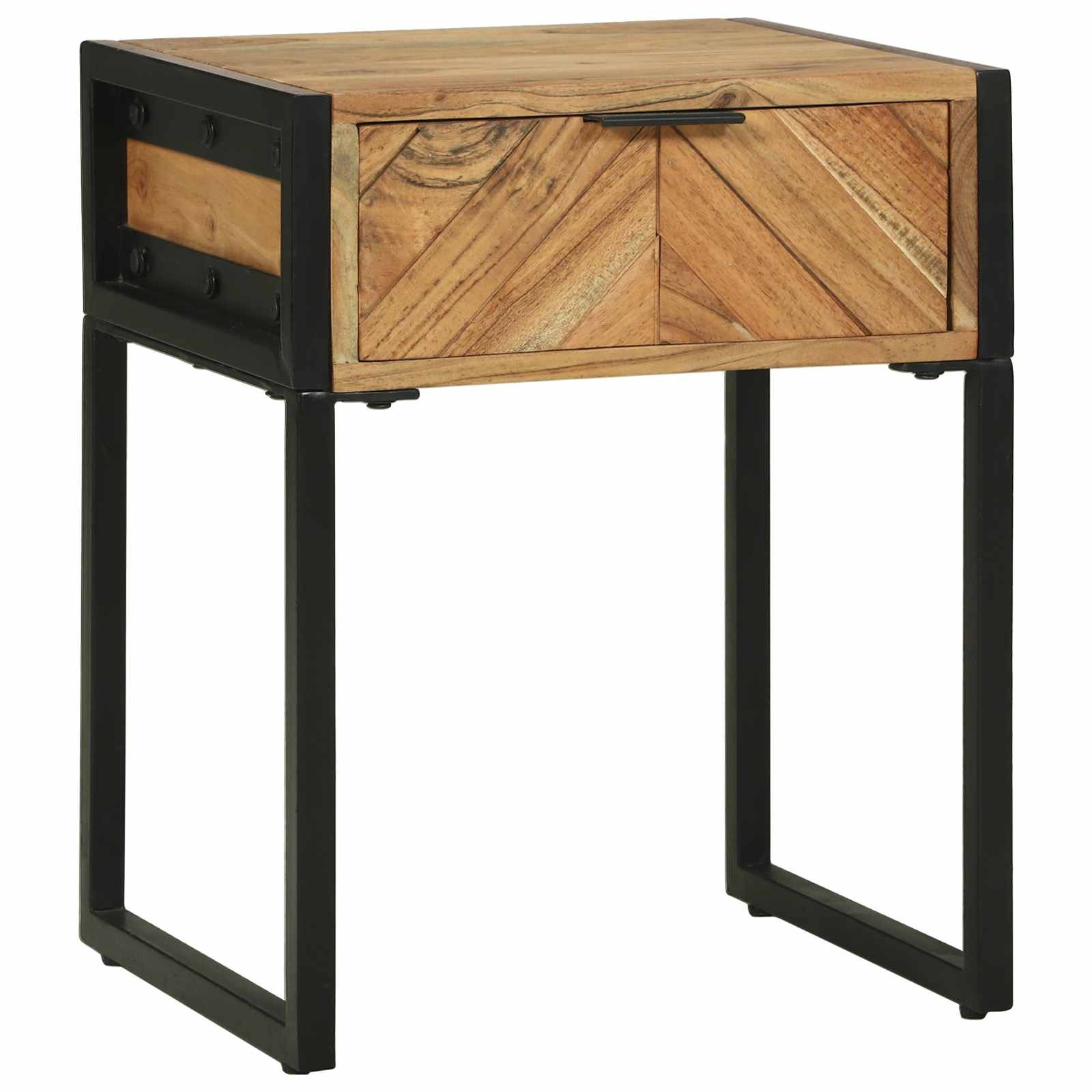 vidaXL Nachttisch Braun 40 x 35 x 50 cm Massivholz Akazie und Metall
