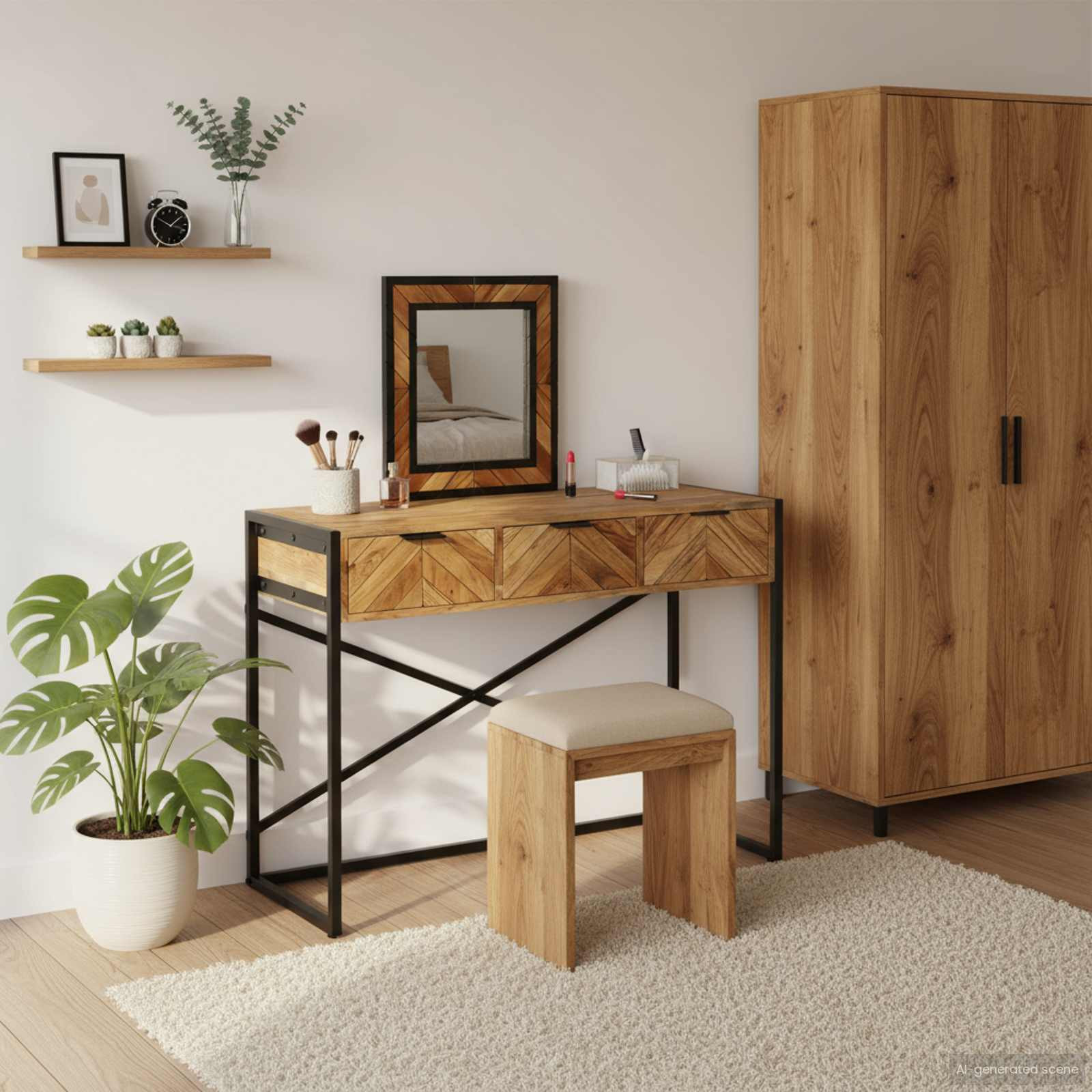 vidaXL Schminktisch Braun 100 x 40 x 120 cm Massivholz Akazie