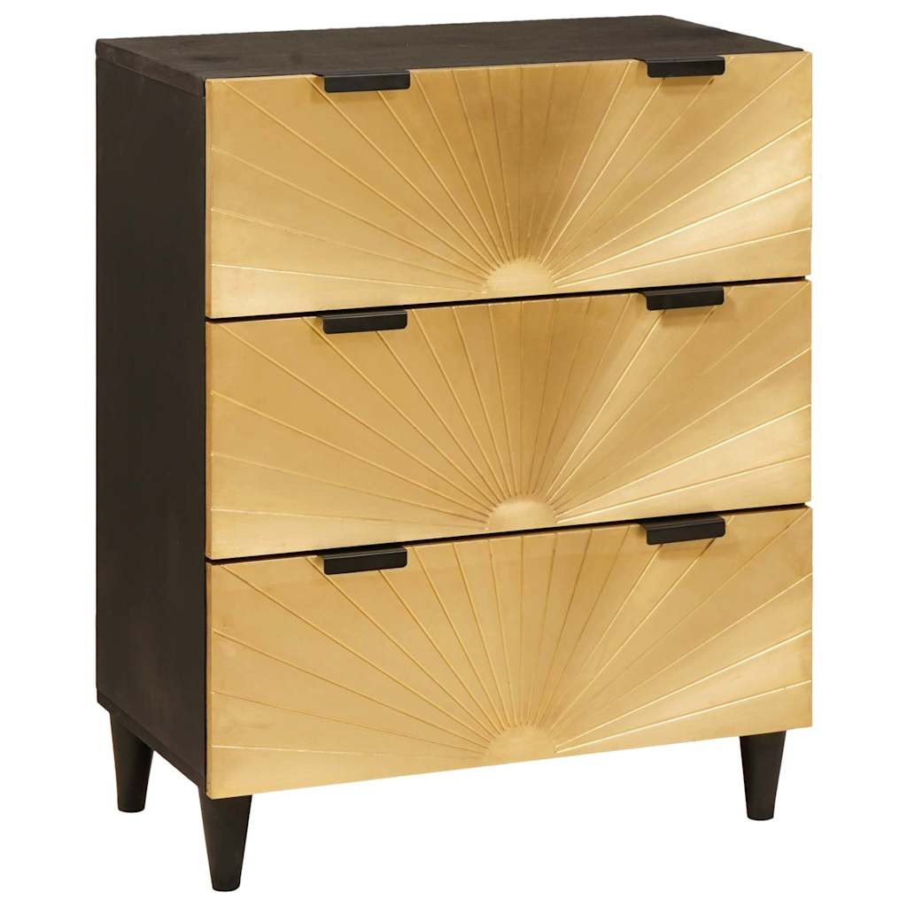 vidaXL Sideboard Schwarz und Gold 60 x 33 x 75 cm Massivholz Mango