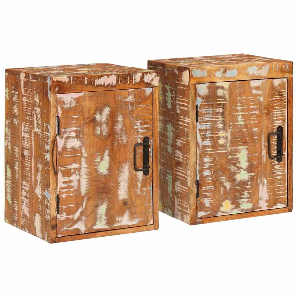 vidaXL Nachttisch 2 pcs Braun 35 x 33 x 48 cm Massivholz Altholz