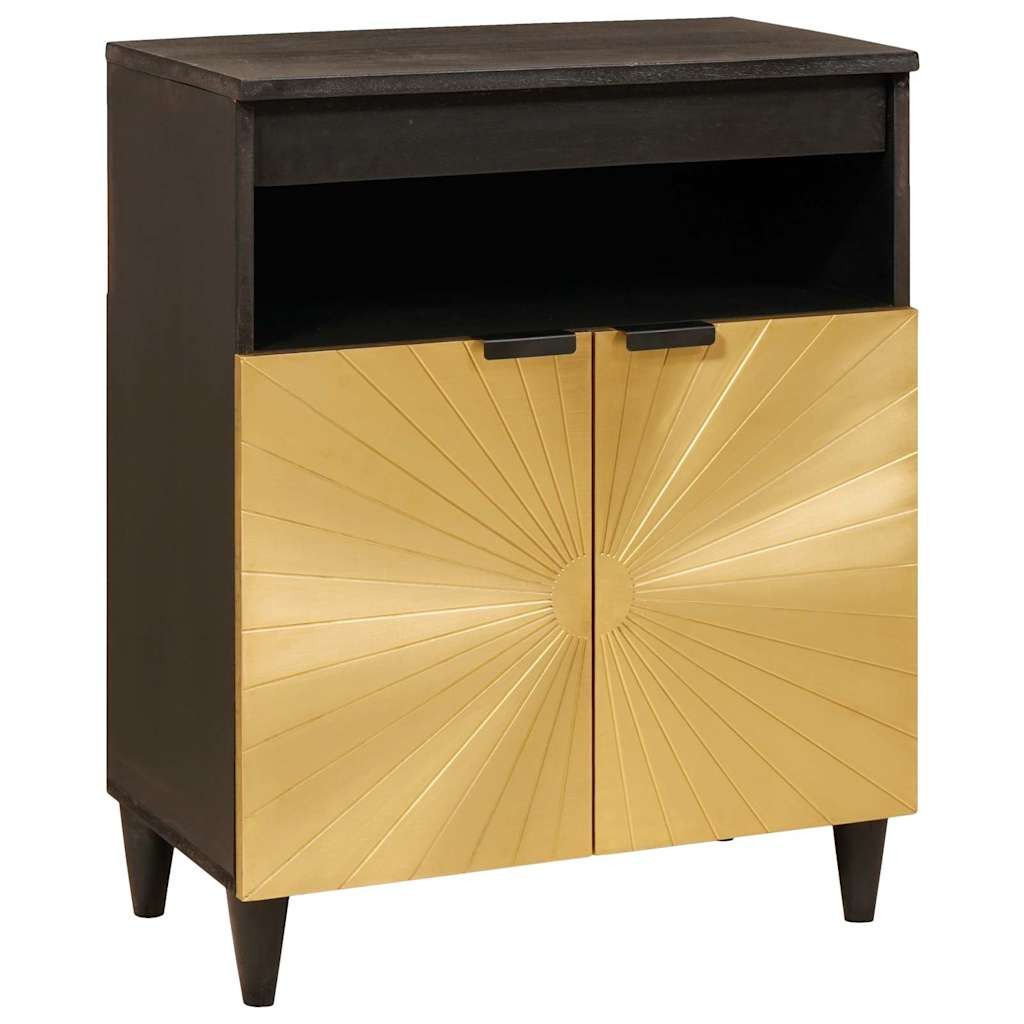 vidaXL Sideboard Schwarz und Gold 60 x 33 x 75 cm Massivholz Mango