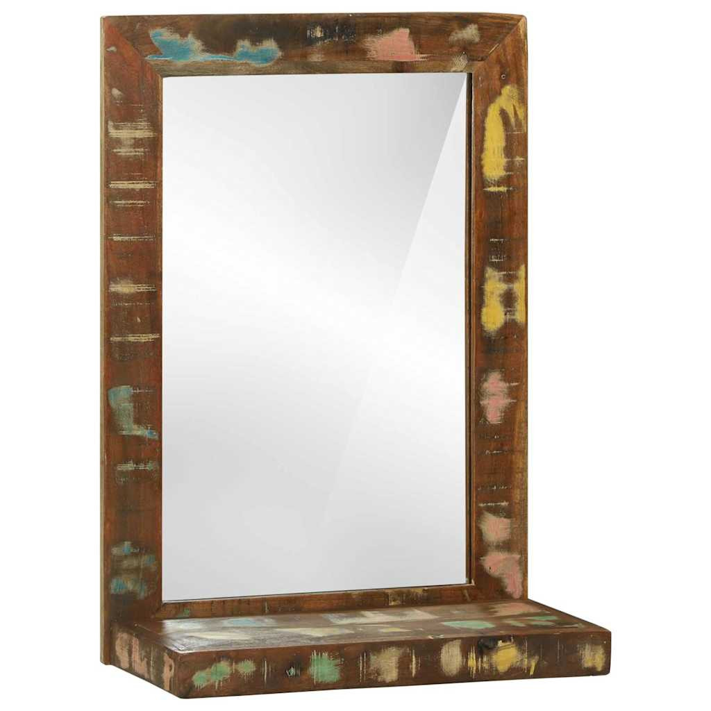 vidaXL Badezimmer Spiegel mit Regal Braun Massives upgecyceltes Holz
