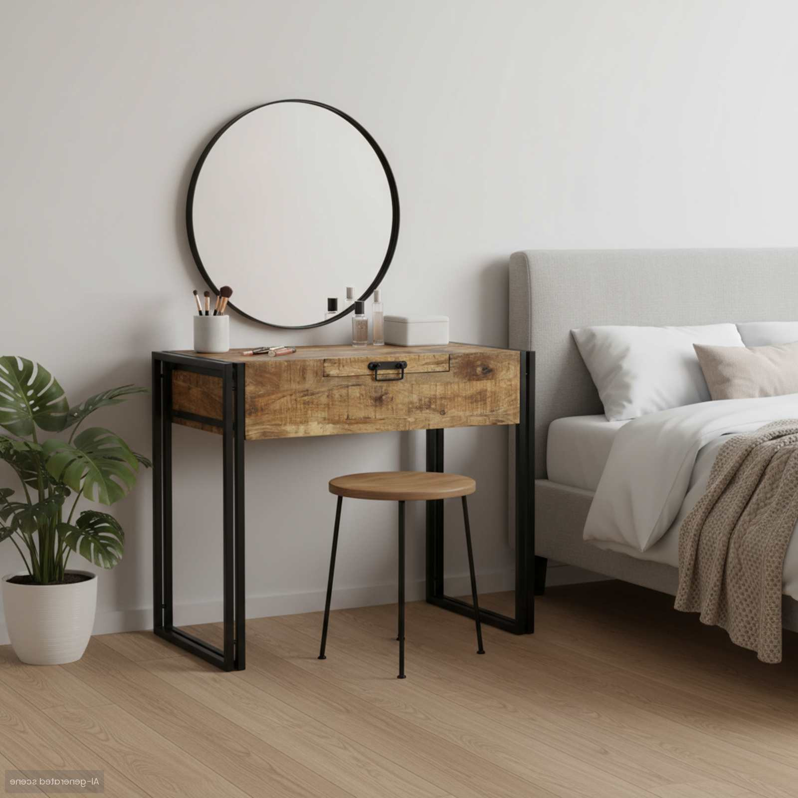 vidaXL Schlafzimmer-Frisiertische mit Speicher Braun Massivholz Mango