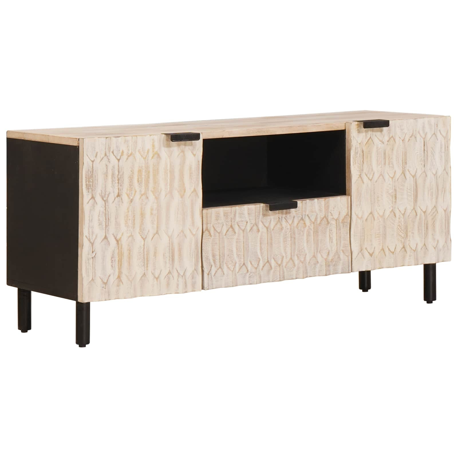 vidaXL TV-Schränk mit Tür Weiße gewaschene Oberfläche 105 x 33 x 46 cm