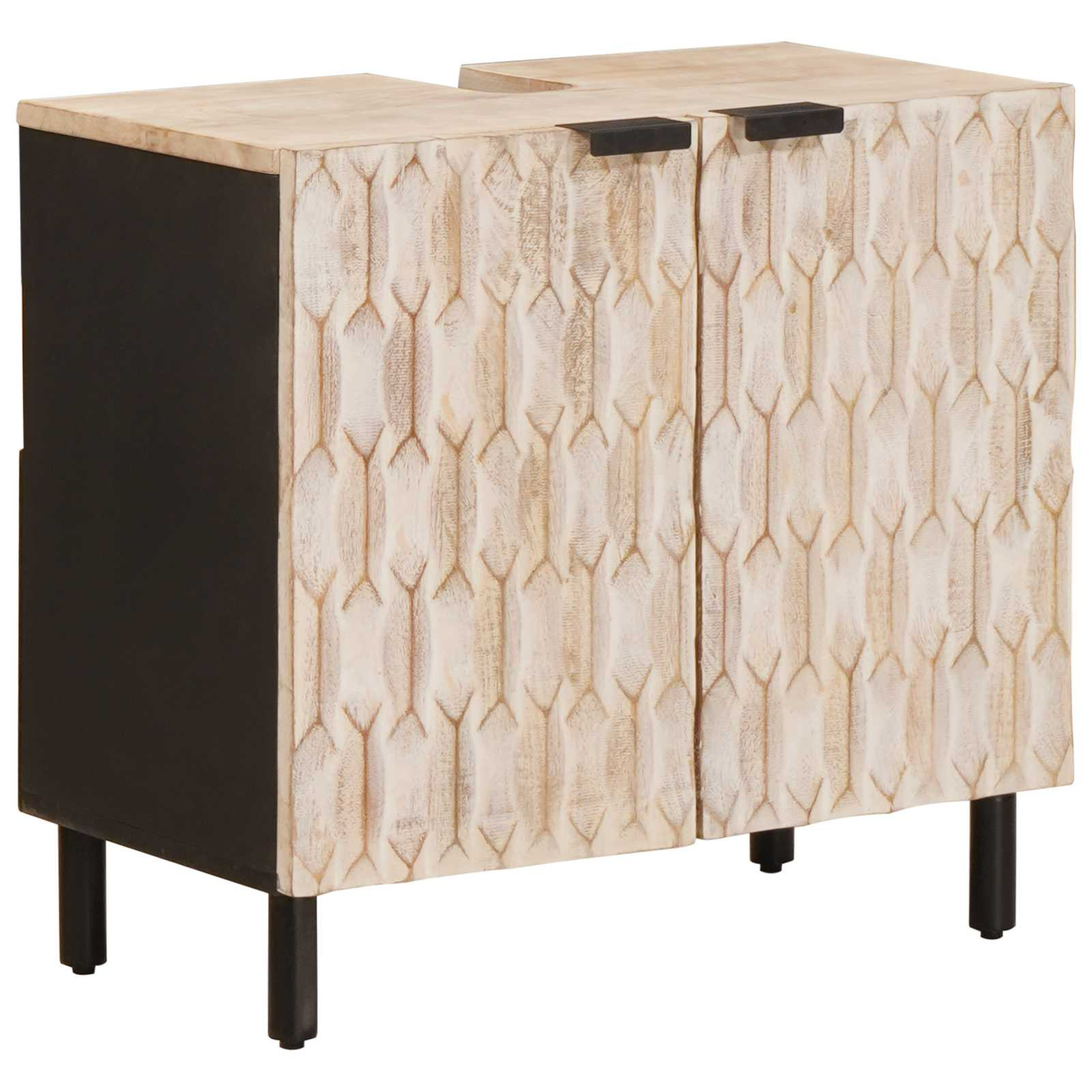 vidaXL Waschbeckenschrank Weiß 62 x 33 x 58 cm Massivholz Mango
