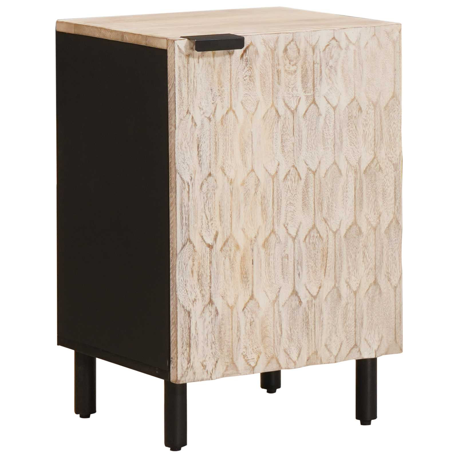 vidaXL Badezimmerschrank mit Tür Weiß 38 x 33 x 58 cm Massivholz Mango