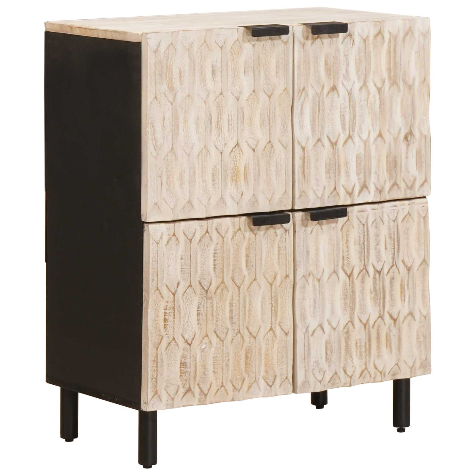 vidaXL Sideboard mit Tür Weiße gewaschene Oberfläche 60 x 33 x 75 cm