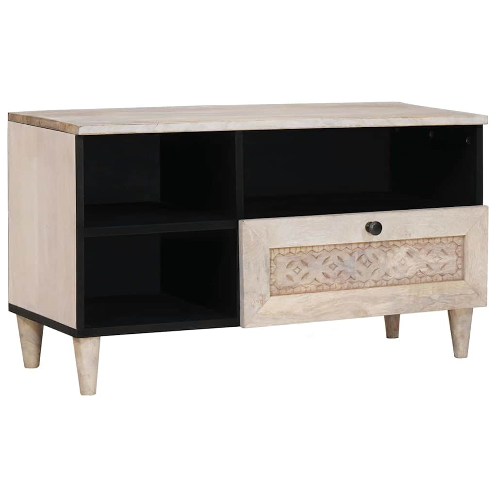 vidaXL TV-Schränk Bleached White 80 x 33 x 46 cm Massivholz Mango