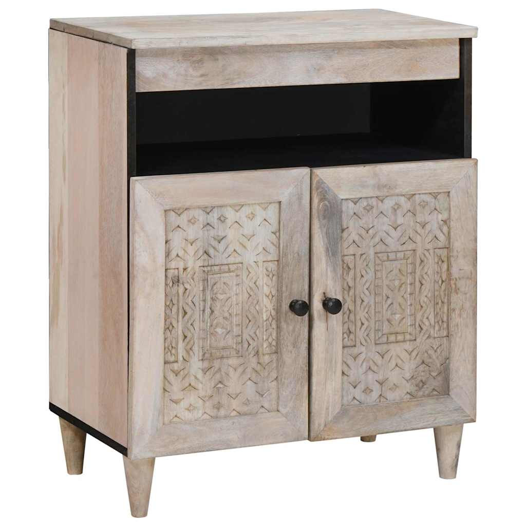 vidaXL Sideboard Bleached White 60 x 33 x 75 cm Massivholz Mango