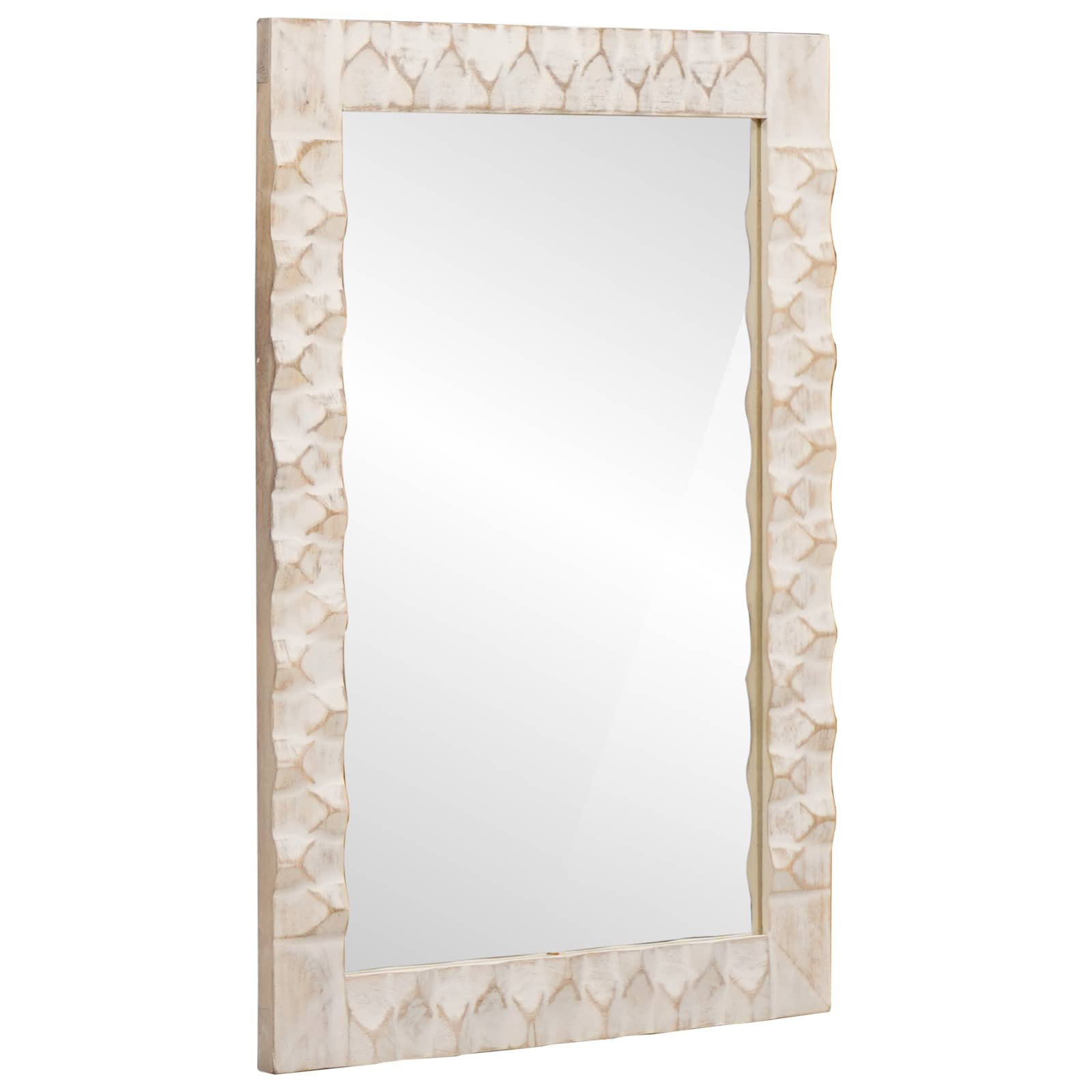 vidaXL Badezimmer Spiegel Weiße gewaschene Oberfläche 50 x 70 x 2,5 cm