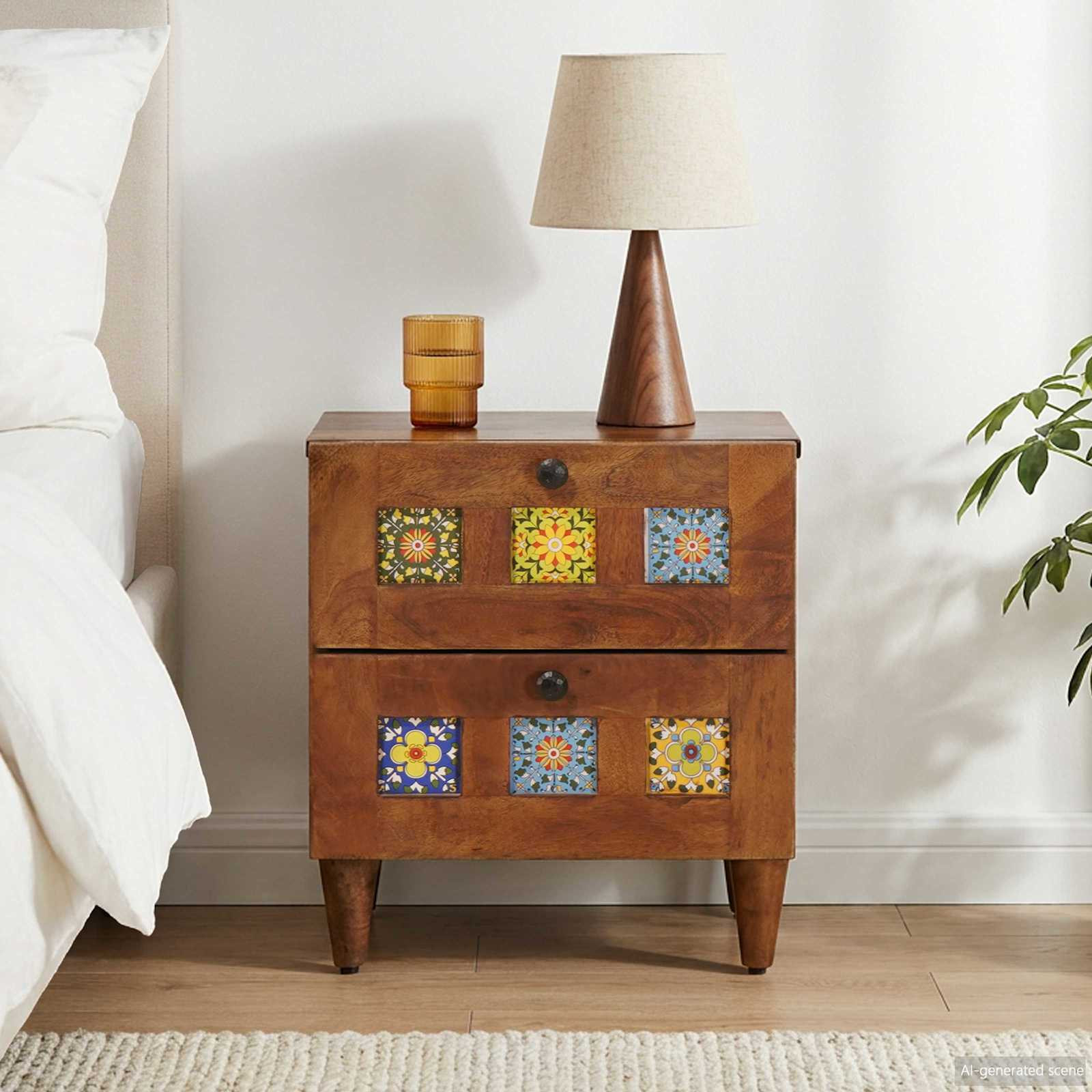 vidaXL Nachttisch Braun 40 x 33 x 46 cm Massivholz Mango