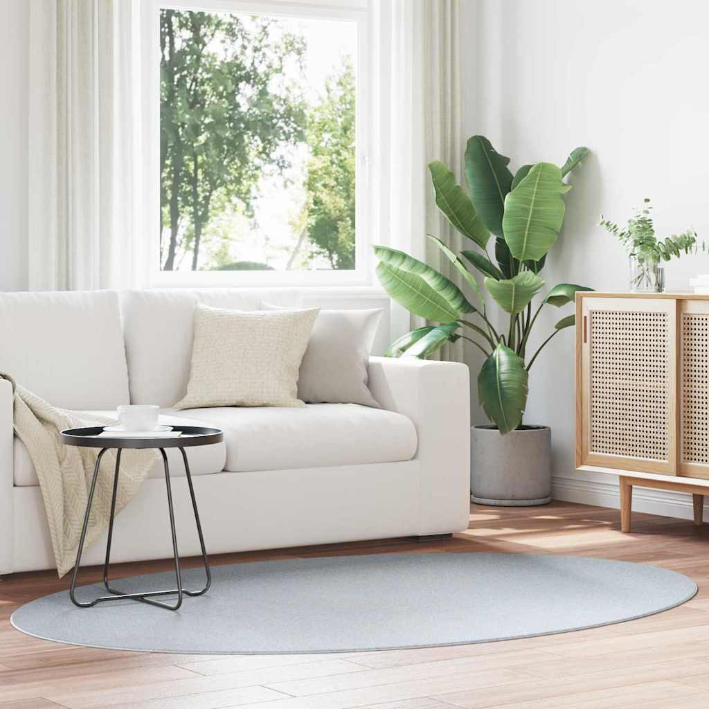 vidaXL Bereichsteppiche Oval HUARTE Grau 140 x 200 cm 100 %Polyester
