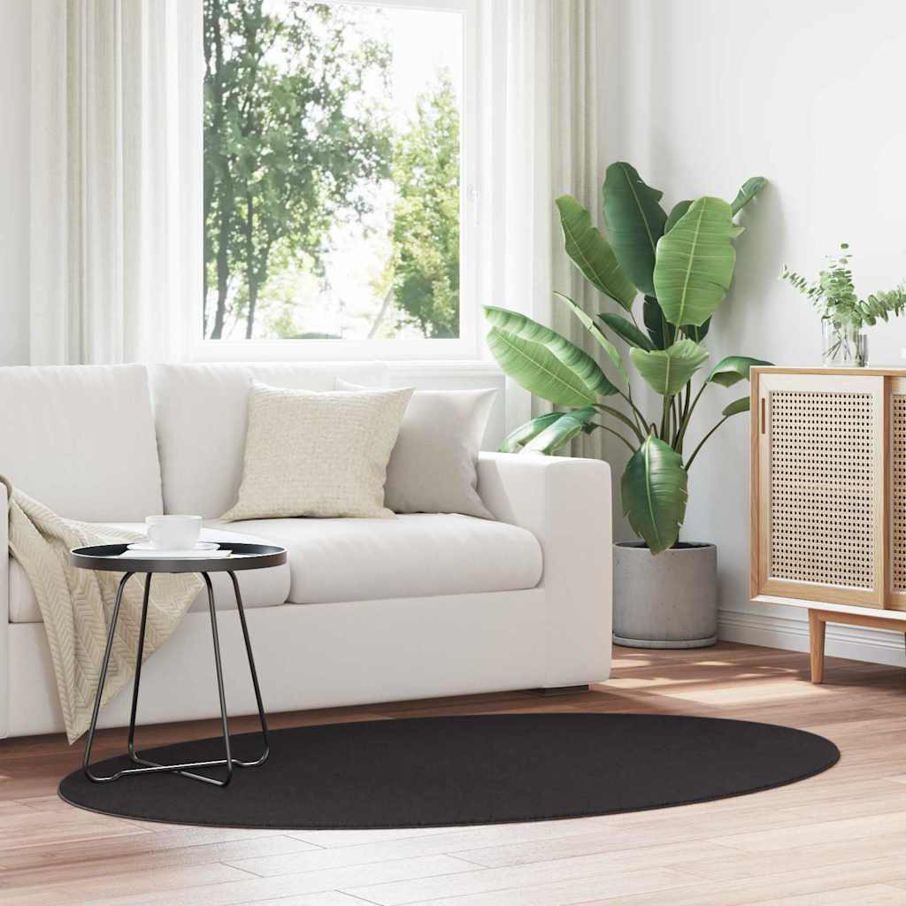 vidaXL Bereichsteppiche Oval HUARTE Schwarz 100 x 200 cm