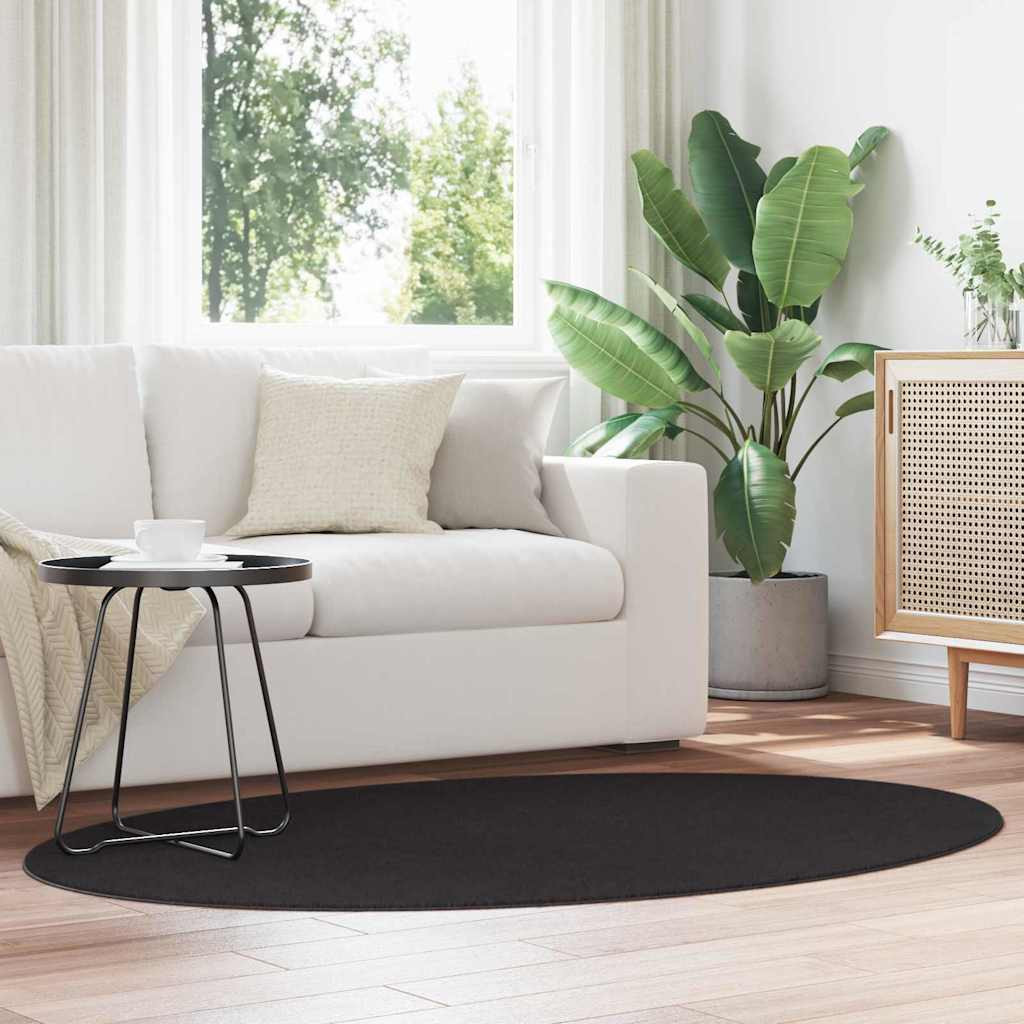 vidaXL Bereichsteppiche Oval HUARTE Schwarz 120 x 170 cm