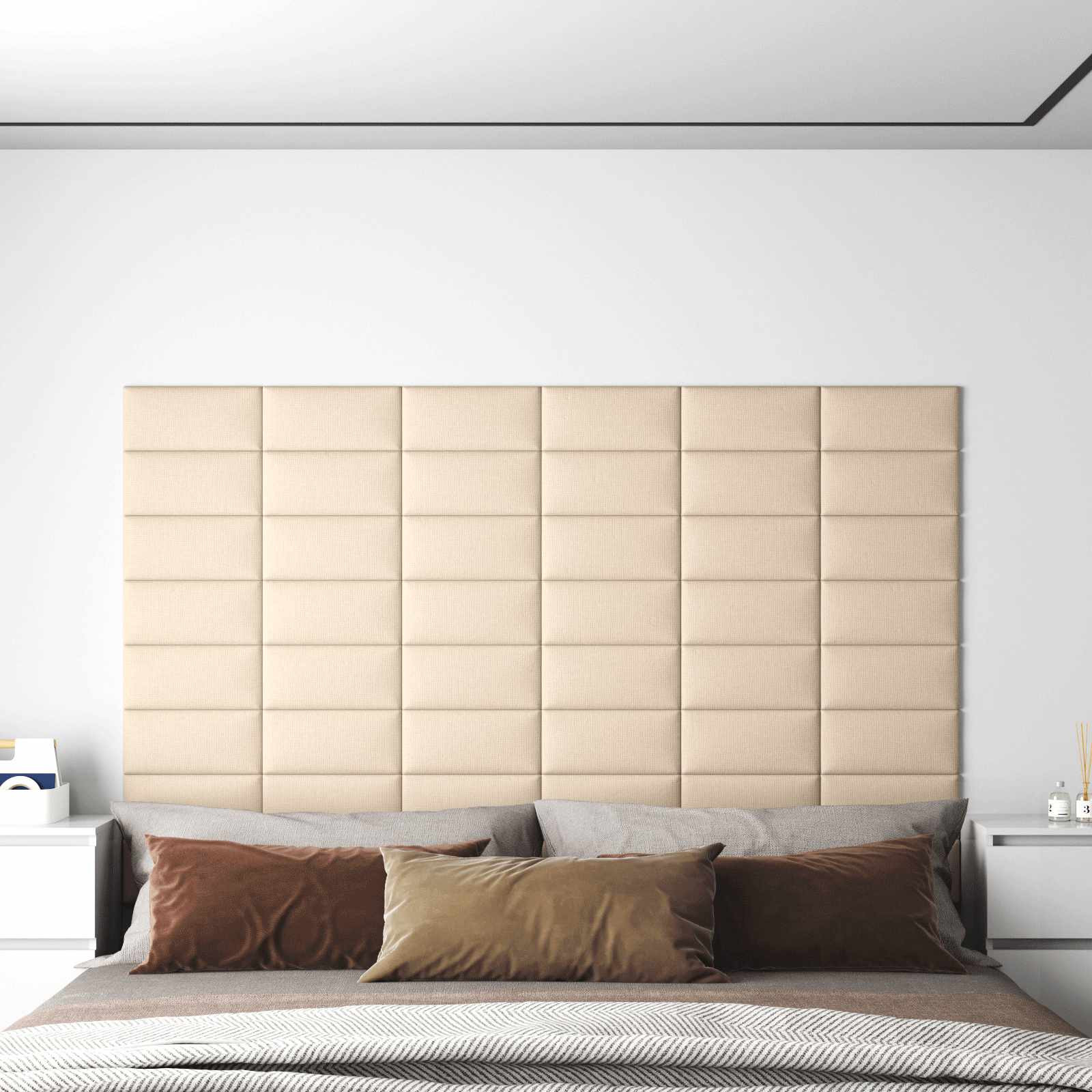 vidaXL Wandkopfteilen 12 pcs 30 x 15 cm Creme Stoff