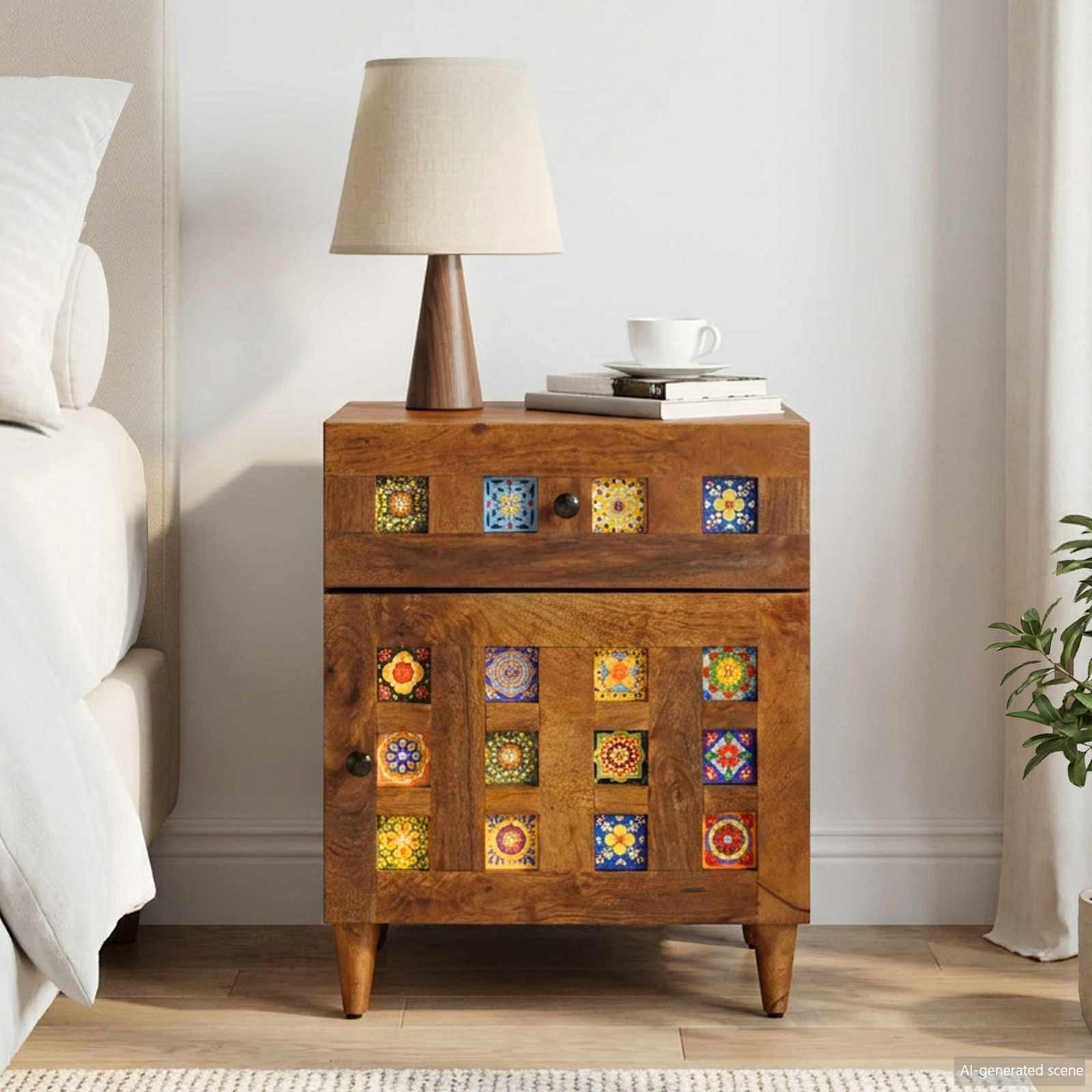 vidaXL Nachttisch Braun 50 x 33 x 60 cm Massivholz Mango