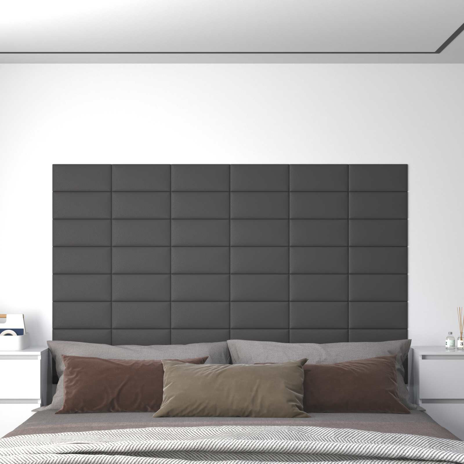 vidaXL Wandkopfteilen 12 pcs 30 x 15 cm Grau Stoff
