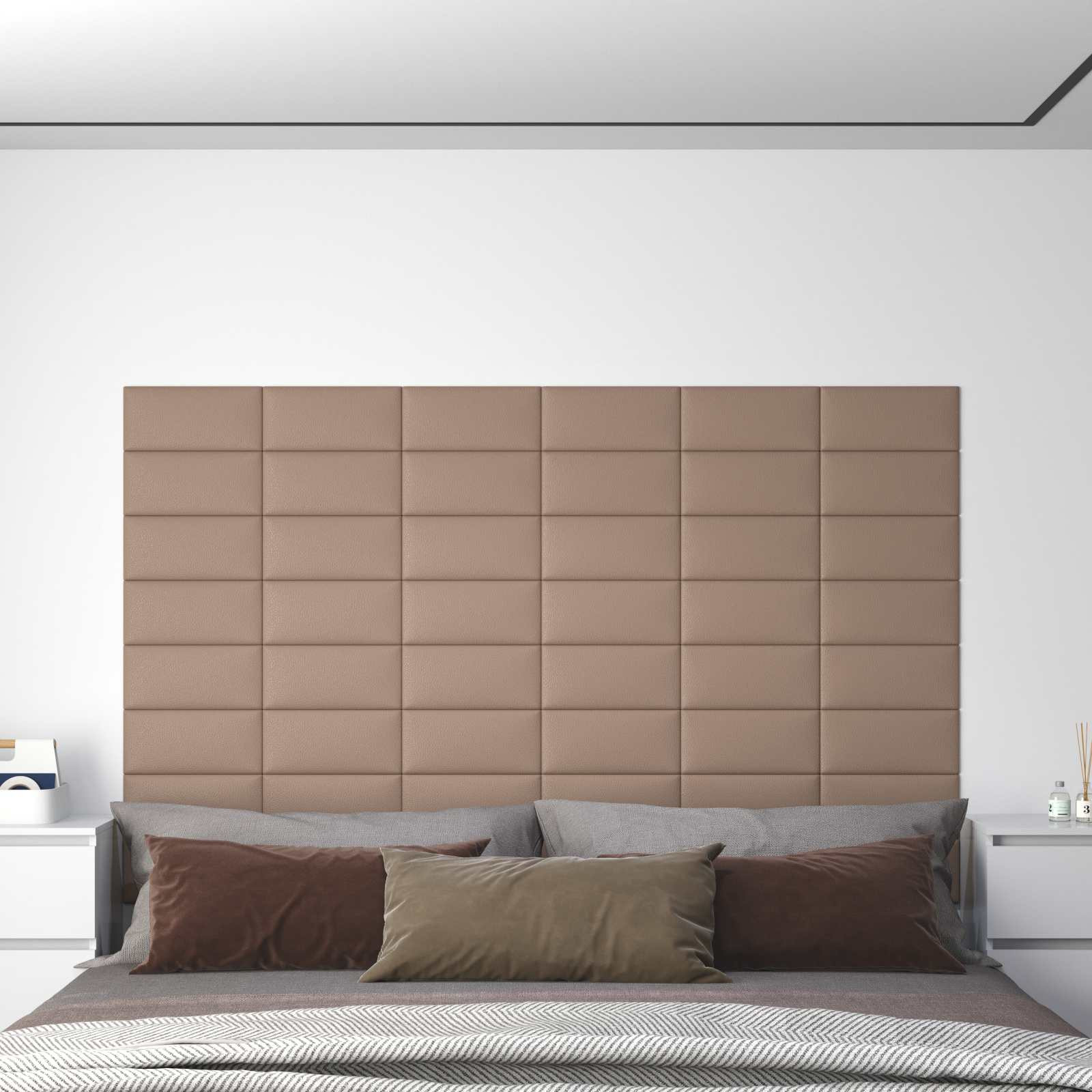 vidaXL Wandkopfteilen 12 pcs 30 x 15 cm Cappuccino Stoff