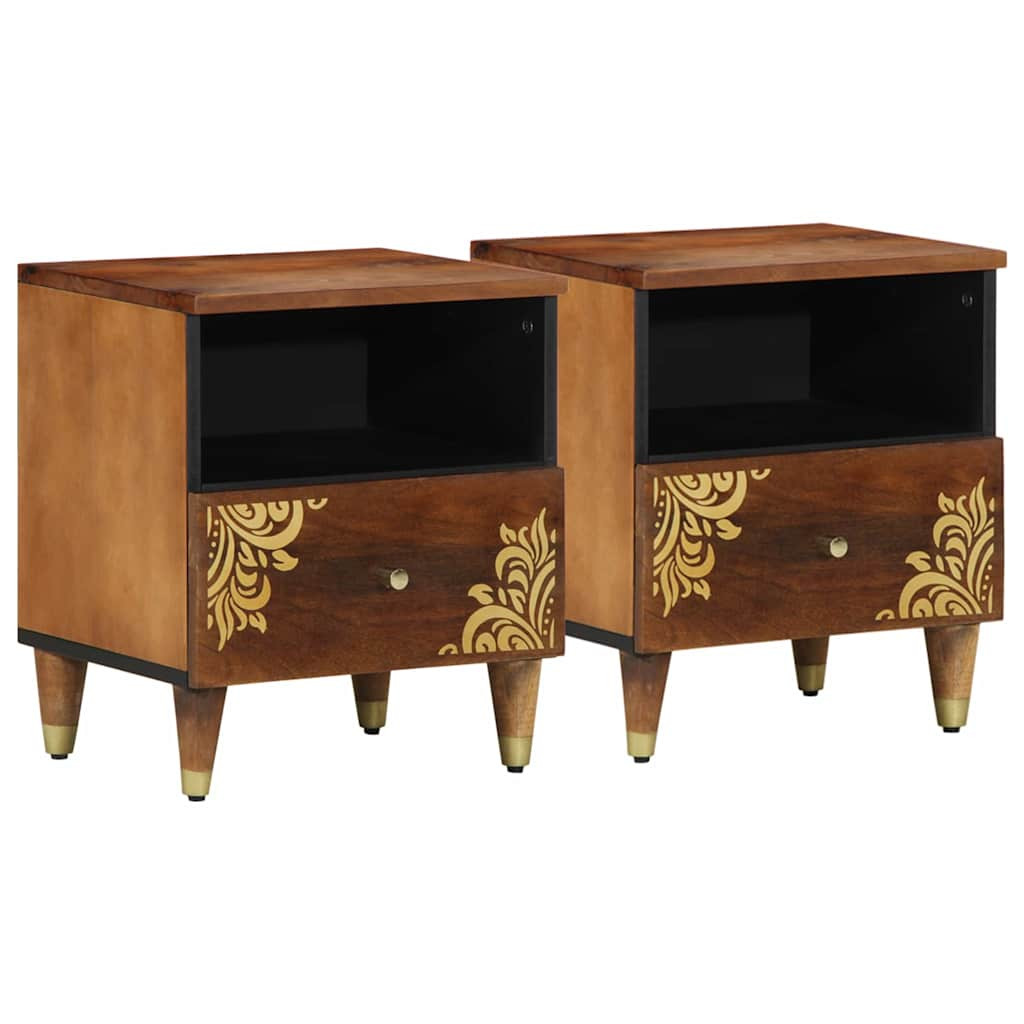 vidaXL Nachttisch 2 pcs Honigbraun 40 x 33 x 46 cm Massivholz Mango