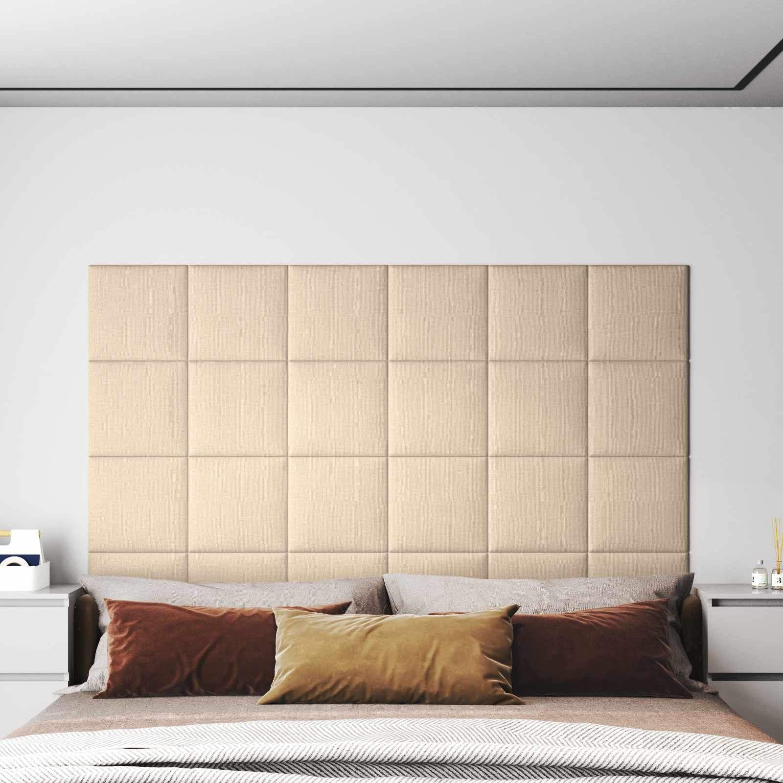 vidaXL Wandkopfteilen 12 pcs 30 x 30 cm Creme Stoff