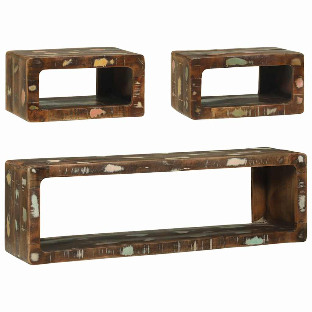 vidaXL TV-Schrankset mit Regal 3 pcs Mehrfarbig Massivholz Altholz