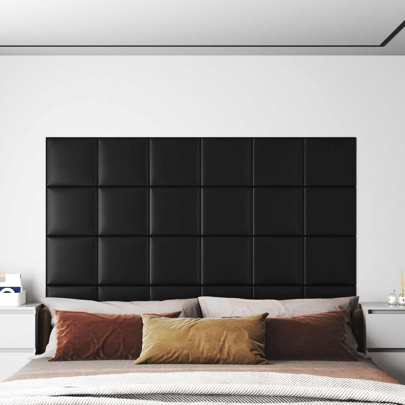 vidaXL Wandkopfteilen 12 pcs 30 x 30 cm Schwarz Stoff