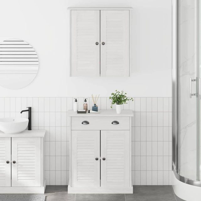 vidaXL Badezimmermöbel-Set mit Regal VIGO 2 pcs Weiß und Antikweiß