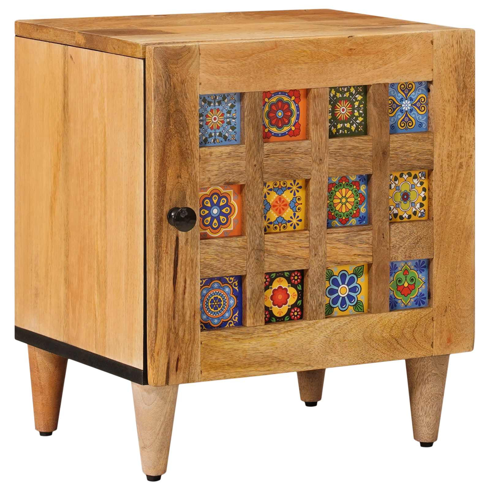 vidaXL Nachttisch Natur 40 x 33,5 x 46 cm Massivholz Mango