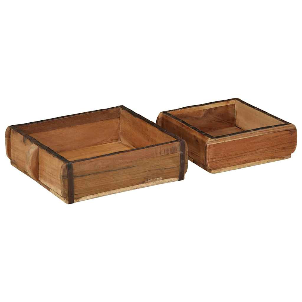 vidaXL Tablett 2 pcs Braun 29 x 31 x 10 cm Massives upgecyceltes Holz