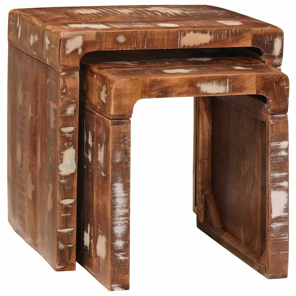 vidaXL Satztische 2 pcs Braun Massives upgecyceltes Holz