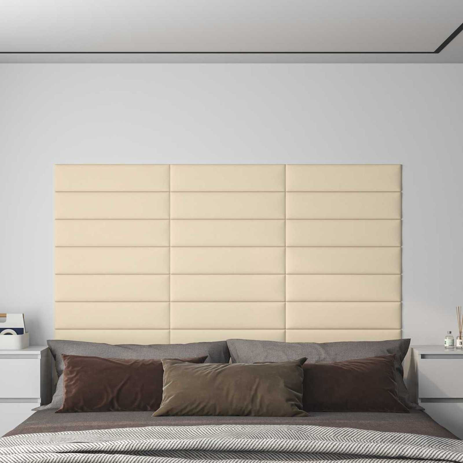 vidaXL Wandkopfteilen 12 pcs 60 x 15 cm Creme Stoff