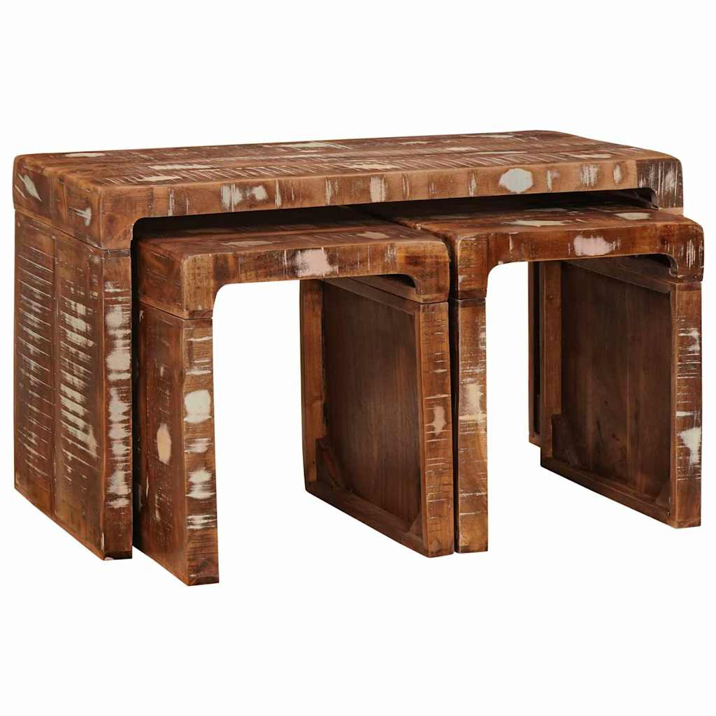 vidaXL Nestingtisch 3 pcs Braun Massives upgecyceltes Holz