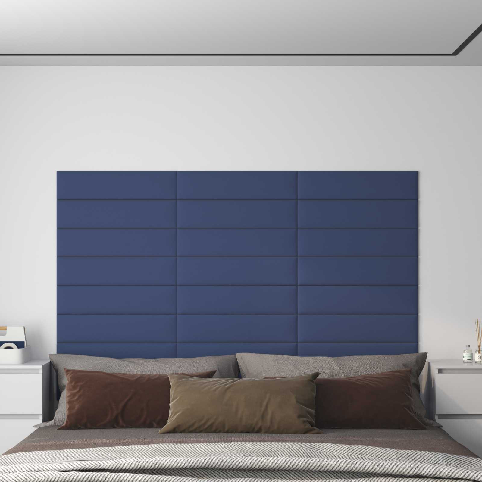 vidaXL Wandkopfteilen 12 pcs 60 x 15 cm Blau Stoff
