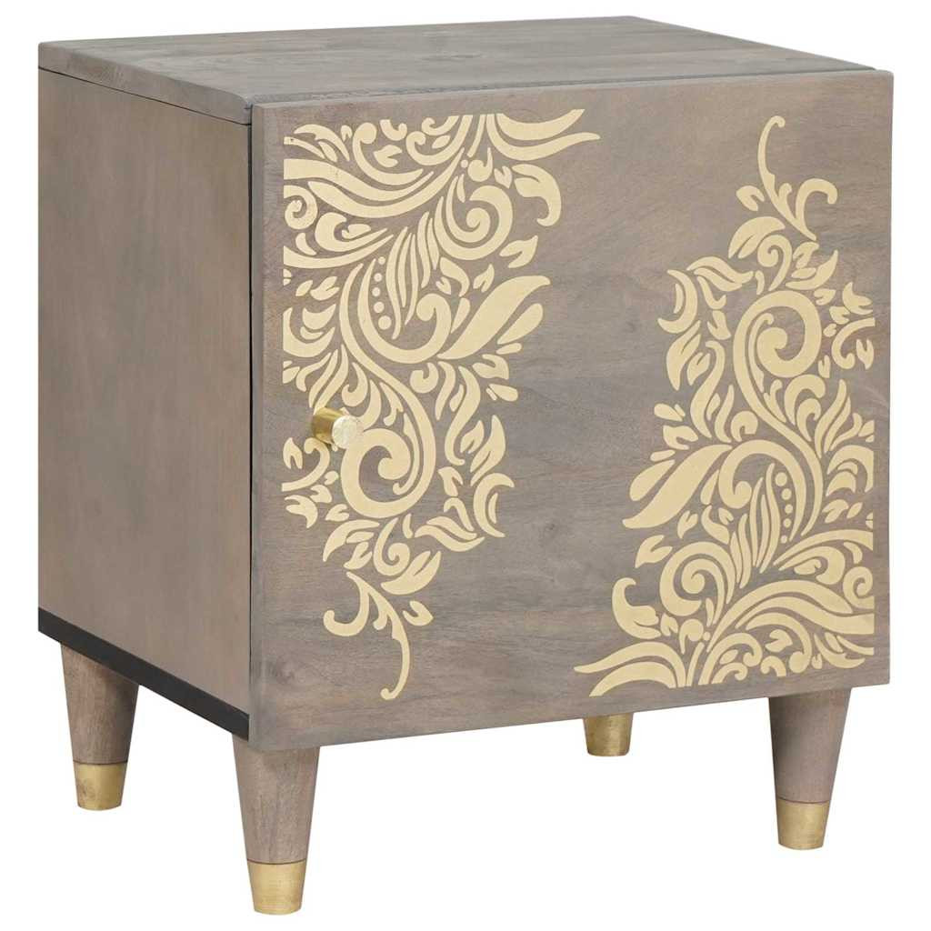 vidaXL Nachttisch mit Tür Grau 40 x 33 x 46 cm Massivholz Mango