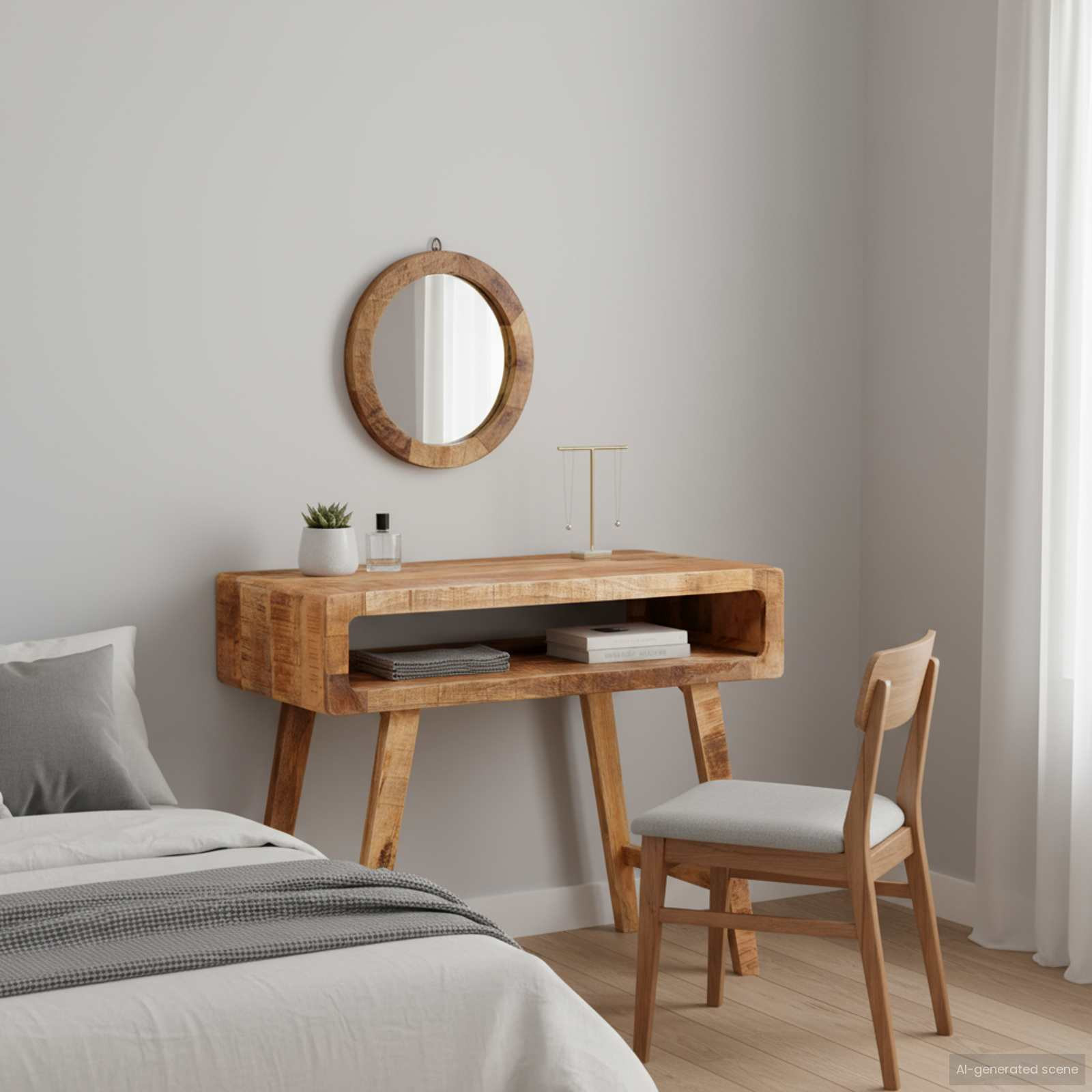 vidaXL Schminktisch mit Spiegel Braun 90 x 76 x 45 cm Massivholz Mango